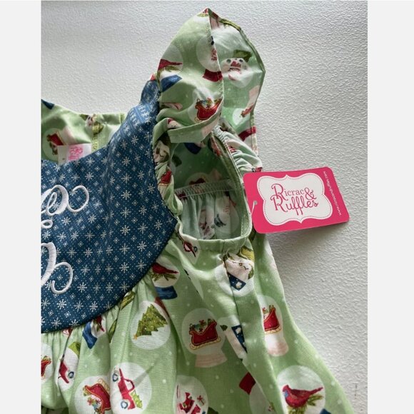 NWT RicRac and Ruffles Holiday Christmas Snowglobes Dress Size 8 Monogram E - Picture 7 of 8